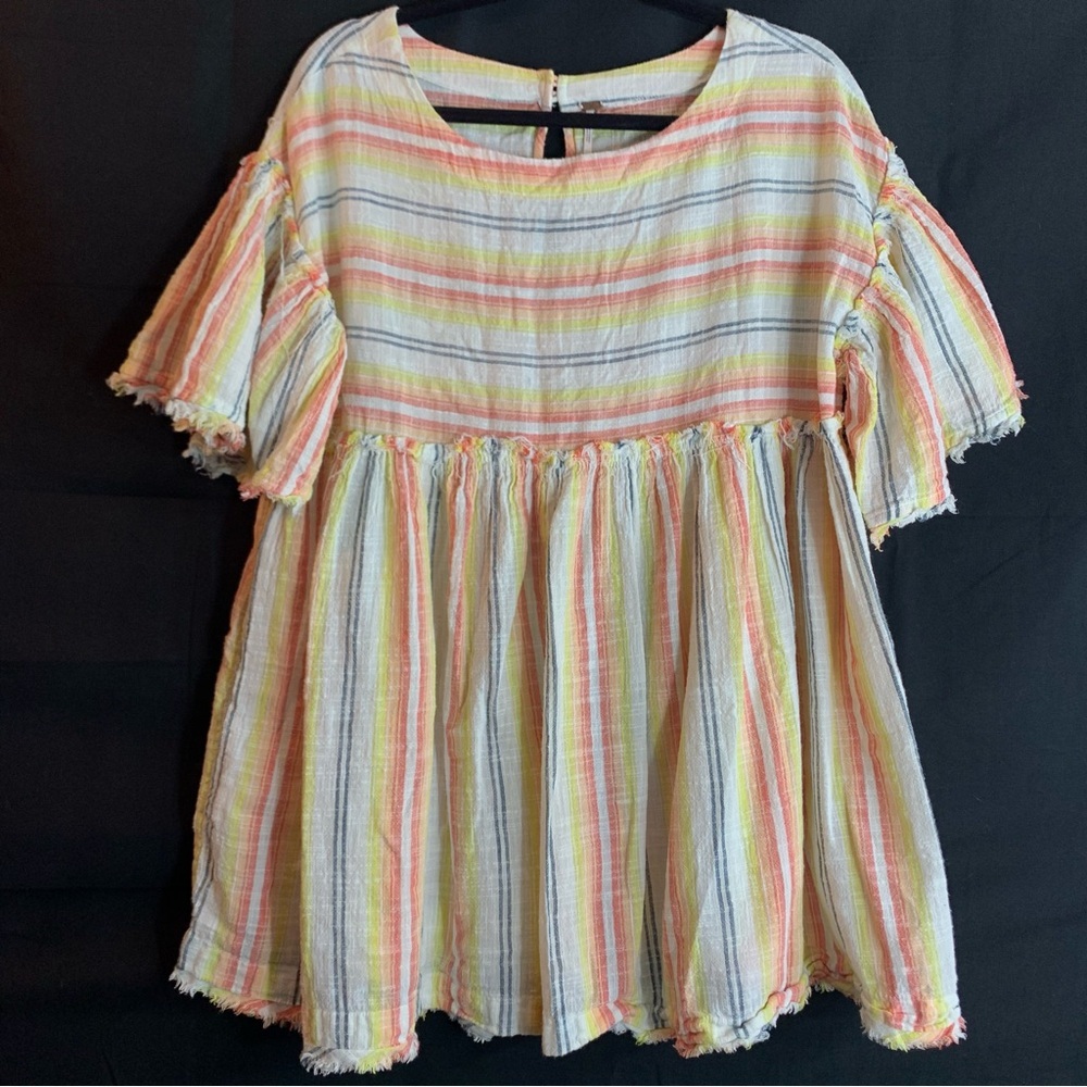 Free People Summer Nights Cotton Striped Wide Sleeve Tunic Dress, size S - Picture 13 of 13